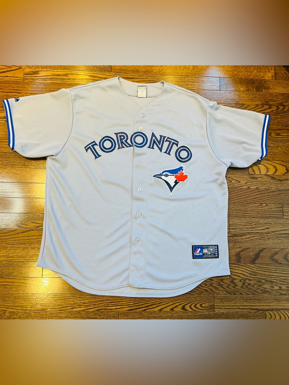 Majestic Toronto Blue Jays Light Gray Button-Up Jersey